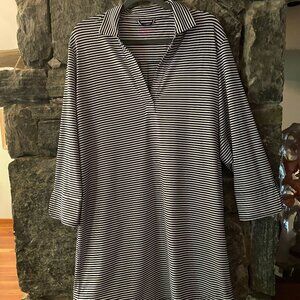 VINEYARD VINES NAVY/WHITE STRIPED SANKATY DRESS SZ LARGE, LIKE NEW